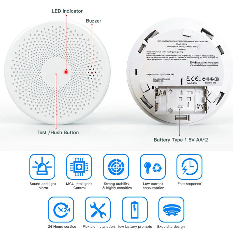 Smart Wi-Fi Smoke & Carbon Monoxide Detector